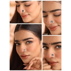 Yellow Chimes Beautiful Classic Designs Non- Piercing 8 Pcs Combo By Yellow Chimes Nose Ring For Women (Oxidized Silver) (Yctjnp-01Oxd8Ps-Sl)