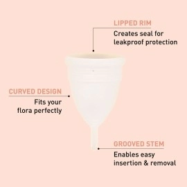 Sirona Pro Feminine Reusable Menstrual Cup Combo for Women with Pouch - Mini Intimate Wash & Cup Wash (15ml) | Wear for 8-10 Hours | FDA Approved | Soft Period Cup Made with Medical-Grade Silicone (L)