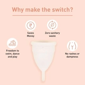 Sirona Pro Feminine Reusable Menstrual Cup Combo for Women with Pouch - Mini Intimate Wash & Cup Wash (15ml) | Wear for 8-10 Hours | FDA Approved | Soft Period Cup Made with Medical-Grade Silicone (L)