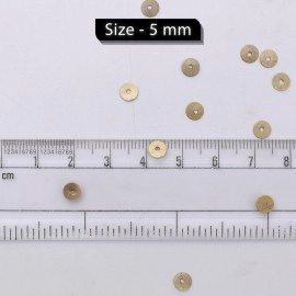 EmbroideryMaterial Middle Hole Round Shape Glossy Brass Metal Sequins for Jewellery Making, Craft, Embroidery & DIY (5MM, Antique Gold, 100 Grams)