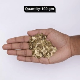EmbroideryMaterial Middle Hole Round Shape Glossy Brass Metal Sequins for Jewellery Making, Craft, Embroidery & DIY (5MM, Antique Gold, 100 Grams)