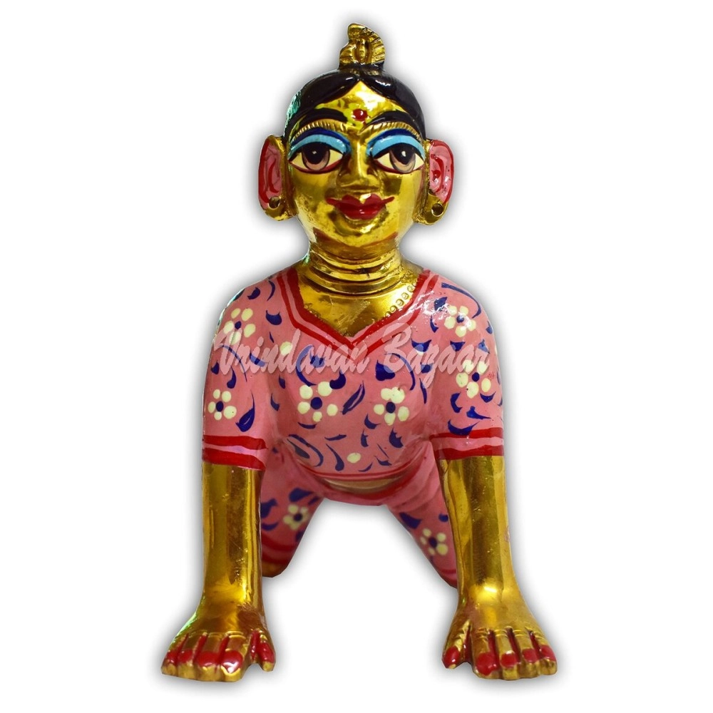 VRINDAVANBAZAAR.COM Brass Sitting Radha Rani murti with complete painting/Size 0; Height 1 inch