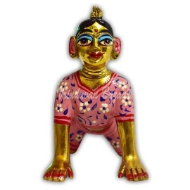 VRINDAVANBAZAAR.COM Brass Sitting Radha Rani murti with complete painting/Size 0; Height 1 inch