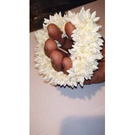 BELLA HARARO Artificial Mogra Rubber Band Plastic Flower for Women - White (1)