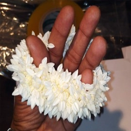 BELLA HARARO Artificial Mogra Rubber Band Plastic Flower for Women - White (1)