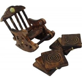 Craftland Wooden Antique Miniature Chair Shape Tea,Coffee,Drink hot/Cold Coaster Set with 6 Coaster for Kitchen/Dining Table/Office/Restaurant.