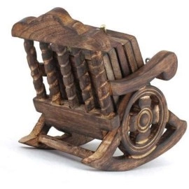 Craftland Wooden Antique Miniature Chair Shape Tea,Coffee,Drink hot/Cold Coaster Set with 6 Coaster for Kitchen/Dining Table/Office/Restaurant.