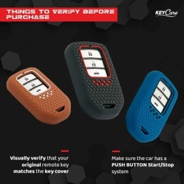 Keycare Silicone Key Cover Compatible for Elevate, City, Civic, Jazz, Amaze, CR-V, WR-V, BR-V Smart Key (Push Button Start Models) (Black)