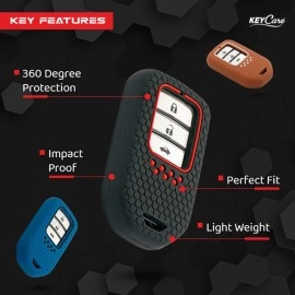 Keycare Silicone Key Cover Compatible for Elevate, City, Civic, Jazz, Amaze, CR-V, WR-V, BR-V Smart Key (Push Button Start Models) (Black)