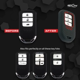 Keycare Silicone Key Cover Compatible for Elevate, City, Civic, Jazz, Amaze, CR-V, WR-V, BR-V Smart Key (Push Button Start Models) (Black)