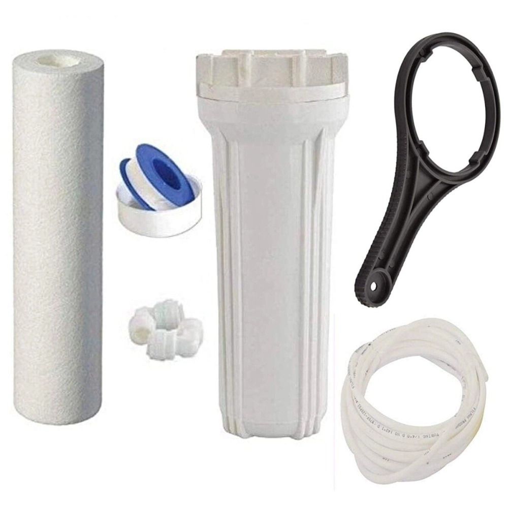 GIZMO PRO Pre Filter Housing Compatible with All Type of RO UV UF Water Purifier Systems with 2 Pcs 1/4 Connectors, Teflon Tape and 2 Meter Pipe Included