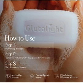 Glutalight Skin Lightening Soap with 1% Glutathione |Reduces Dark spots, Age Marks |for Skin Brightening - 75GM (Pack of 3)