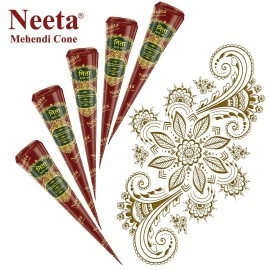 Neeta Pack 12-100% Pure Herbal Henna Paste Cones, For Temporary Body Art Tattoo, For Festival Hand Tattoo Designing (12 Pieces Cone)