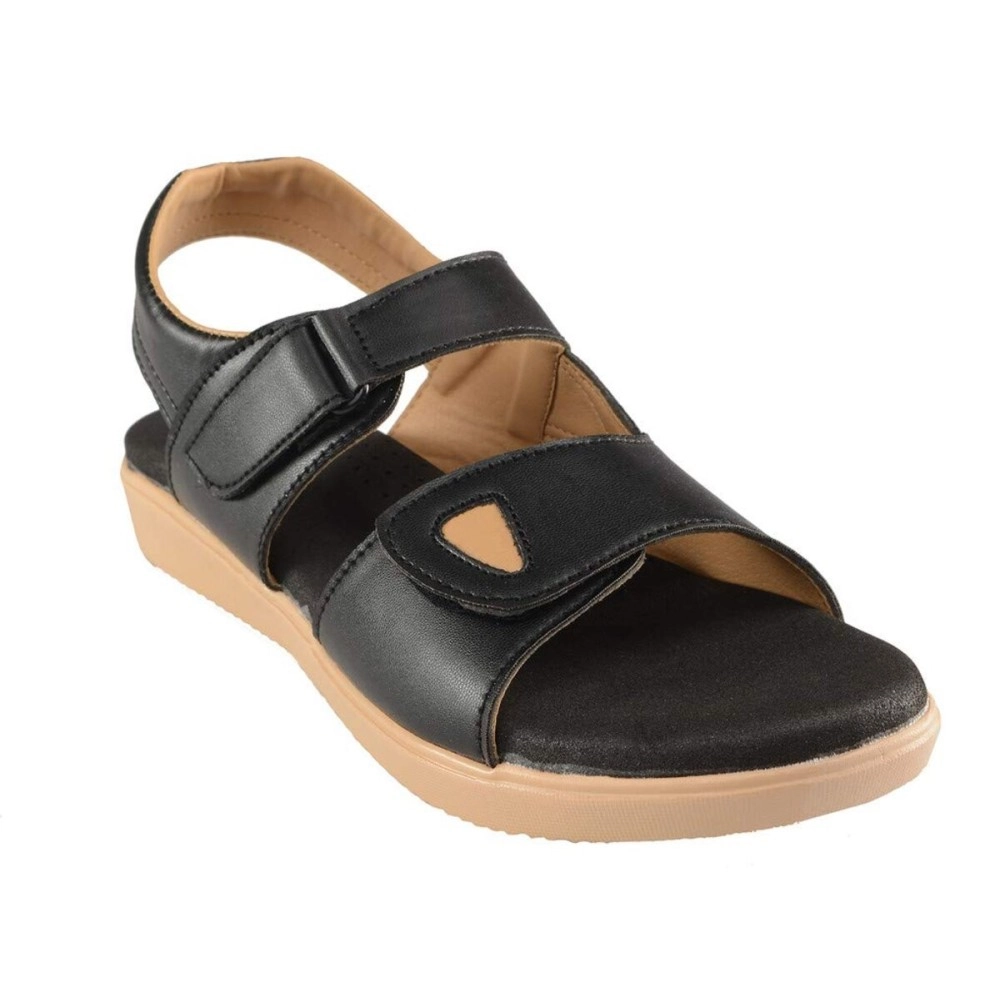 HEALTH FIT Womens Extra Soft Diabetic, Orthopedic Doctor Sandal with Arch Support- Black, 5