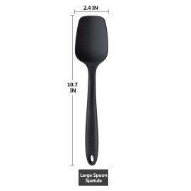 P-Plus International Silicone Non-Stick Heat Resistant Kitchen Utensil| Spatula Spoon Big 27cm |Pack of 2 Black