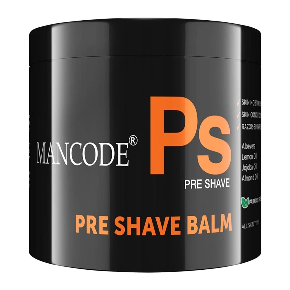 Mancode Pre Shave Balm for Men Moisturize & Soothes Dry Skin Razor Burn Free Prevents Nicks and Cuts Hydrates Skin Aloevera Almond Oil Enriched No Paraben No Sulfate No Mineral Oil Natural Ingredients