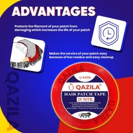 Qazila Hair Patch Tape | Double-sided Waterproof Transparent Wig Tape | For Base Protection & Easy Cleanup | Maximum Hold up to 2 Days | Very Low Residue