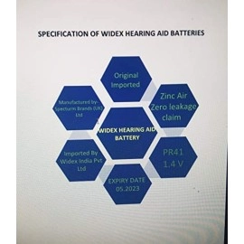 Widex hearing aid battery Size 312 (PR41) (3 Packets = 18 batteries)