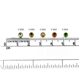 EmbroideryMaterial 4 MM Flat Back Round Kundan Stone Beads for Craft, Embroidery Work, Jewellery Making, Bangles Making Combo of 5 Colors (500 Pieces, Creamy Gold, Silver, Gold, Green & Red)