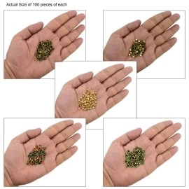 EmbroideryMaterial 4 MM Flat Back Round Kundan Stone Beads for Craft, Embroidery Work, Jewellery Making, Bangles Making Combo of 5 Colors (500 Pieces, Creamy Gold, Silver, Gold, Green & Red)
