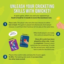 Binca Qwicket - Fun Cricket Card Game for All Return Gifts for Birthday, Family Game for Kids, Teens and Adults, Indoor Cricket Cards, Gifts for Kids Ages 7, 8,9 and Up (2 Players)