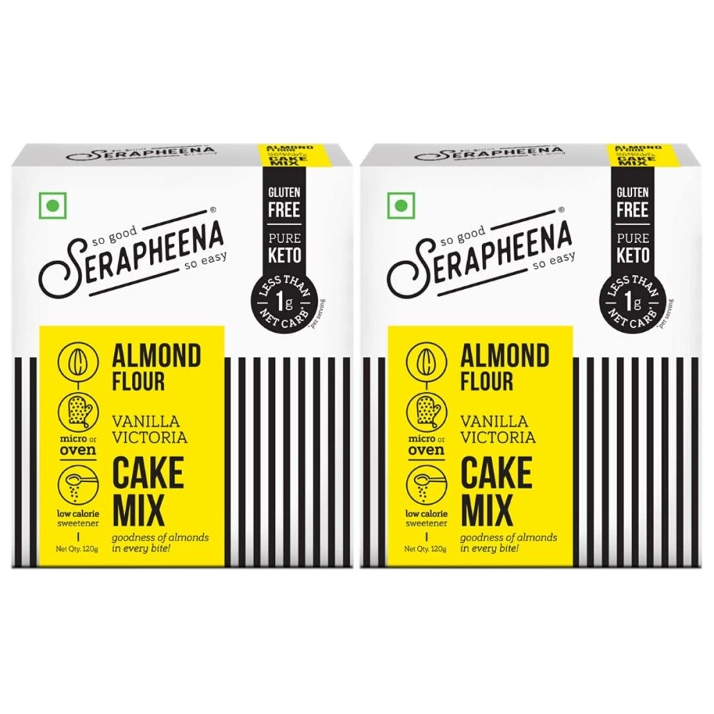 Serapheena Almond Flour Vanilla Victoria, 120g x 2 | Keto, No Sugar, Diabetic Friendly, Quick and Easy to Make | Pack of 2