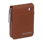 Storite PU Leather 9 Slot Vertical Credit Debit Card Holder Money Wallet Zipper Coin Purse for Men Women - LightBrown (11.5 x 1.75 x 8 cm)