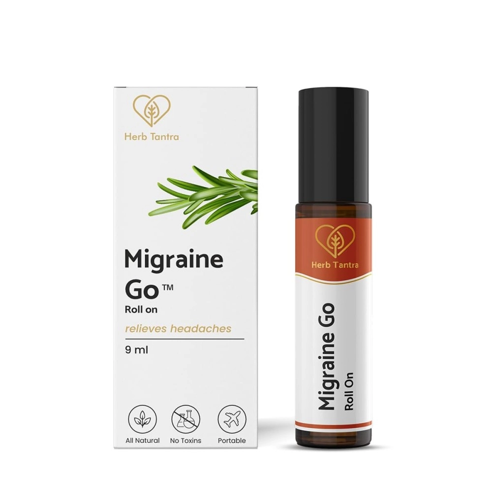 Herb Tantra Migraine Go Roll On For Relief From Migraine & General Head Aches |Contains Eucalyptus and Peppermint Oil | 100% Pure and Natural | Easy to Use | Relaxing| 9 ml Pack Of 1