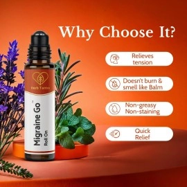 Herb Tantra Migraine Go Roll On For Relief From Migraine & General Head Aches |Contains Eucalyptus and Peppermint Oil | 100% Pure and Natural | Easy to Use | Relaxing| 9 ml Pack Of 1
