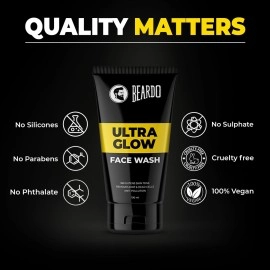 Beardo ultraglow face wash for men | brightens & balances skin tone reduces dark spots hyperpigmentation| daily use facewash oily to dry glowing and radiant (100ml)