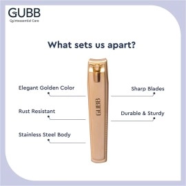 GUBB Nail Clipper For Men & Women - Fits naturally, Cuts precisely | Elegant designed | Easy to hold | Safe for skin | Sharp blades | Offers well-groomed nails | Suitable for men and women - Gold