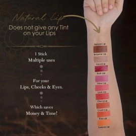 Kaumudi Handmade & 100% Natural 3in1 Lip Balm (Lip Tint | Cheek Tint | Eye Shadow) made with Rose & Saffron Essential oil | Best for Dry, Damaged & Chapped Lips | Hydrates & Moisturizes (Cherry Lip)