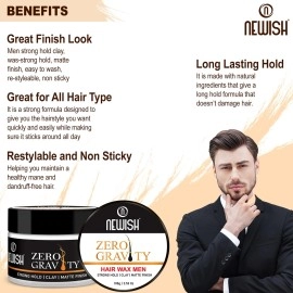 Newish Zero Gravity Hair Styling Wax for Grooming Mens Hair with Goodness Almond Oil for Styling and Defining All Types of Hair, 100 gm
