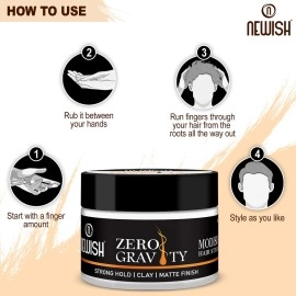 Newish Zero Gravity Hair Styling Wax for Grooming Mens Hair with Goodness Almond Oil for Styling and Defining All Types of Hair, 100 gm