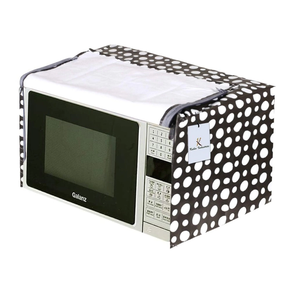 Kuber Industries Dots Design PVC Microwave Oven Full Closure Cover for 20 Litre (Grey) CTKTC33262