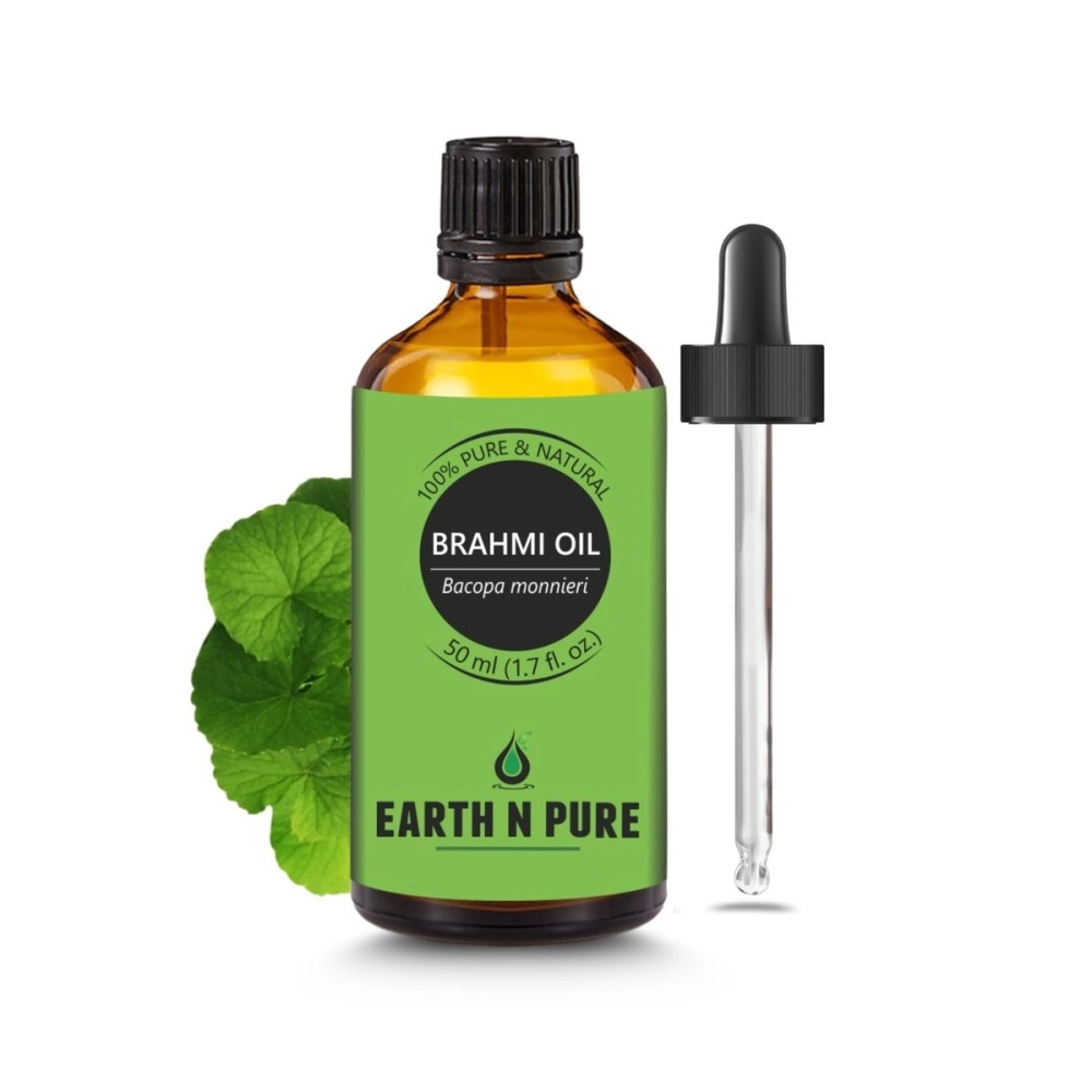 Earth N Pure Brahmi Oil for Hair, Cold Pressed, Natural and Therapeutic Grade With Glass Dropper - 50 ML