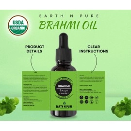 Earth N Pure Brahmi Oil for Hair, Cold Pressed, Natural and Therapeutic Grade With Glass Dropper - 50 ML