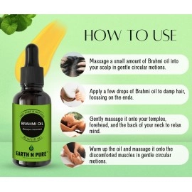 Earth N Pure Brahmi Oil for Hair, Cold Pressed, Natural and Therapeutic Grade With Glass Dropper - 50 ML