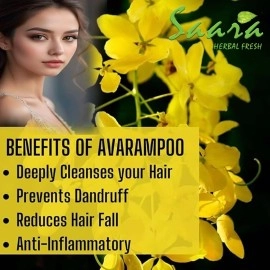 Saara HERBAL FRESH Avarampoo Powder, Tangedu Flower, Tarwar, Avaram senna, Senna auriculata, For Body, Skin, Face and Hair care, 200 grams (Pack of 2 X 100 grams)