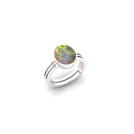 Sidharth Gems 8.25 Ratti Natural Certified White Opal Gemstone Silver Ring Adjustable for Women and Men