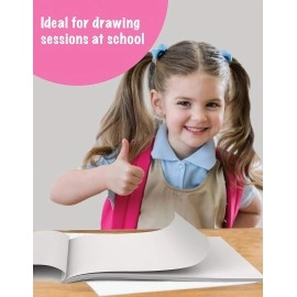 Drawing Book A4 Size Approx | Plain Sketch Pad for Kids, Students & Artists | 34 White Blank Unruled Pages | 29.5 x 21 cm | Soft Cover | Drawing Copy for Sketching, Colouring & Painting | Pack of 3