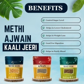 Birju Mahavir Combo Pack of Methi - Ajwain - kali Jeeri 400 Gr