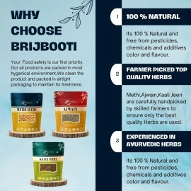 Birju Mahavir Combo Pack of Methi - Ajwain - kali Jeeri 400 Gr