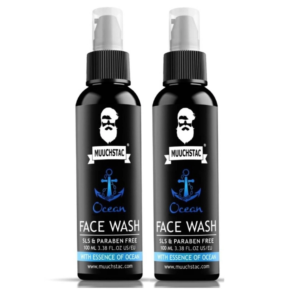 Muuchstac Ocean Face Wash for Men | Fight Acne & Pimples, Brighten Skin, Clears Dirt, Oil Control, Refreshing Feel - Multi-Action Formula (100ml (Pack Of 2))