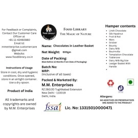 FOOD LIBRARY THE MAGIC OF NATURE Birthday/Anniversary/Christmas/Valentines/Diwali Chocolate Gift Hamper (Chocolates In Leather Basket),600 Gram