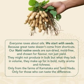 Anveshan Wood Pressed Groundnut Oil, 2Ltrs (2x1000ml each Glass Bottles Packaging) | Kolhu/Kacchi Ghani/Chekku/Ganuga | Peanut Oil | Natural | Chemical-Free | Cold Pressed Groundnut Oil for Cooking