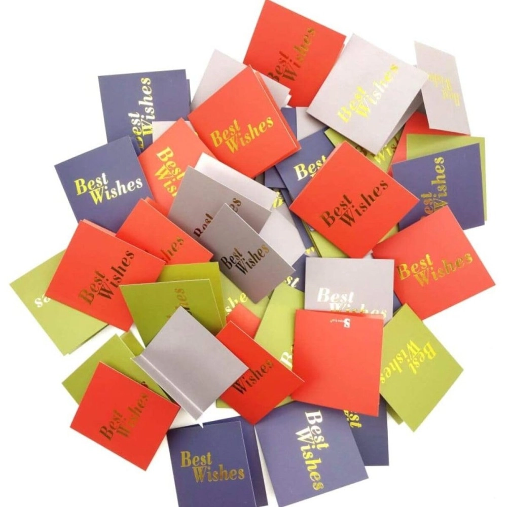 Satyam Kraft Paper Small Traditional Best Wishes Printed Gift Tag (Pack of 50, 6.5 cm x 0.2 cm x 6.5 cm) (50)