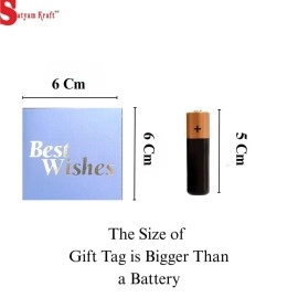 Satyam Kraft Paper Small Traditional Best Wishes Printed Gift Tag (Pack of 50, 6.5 cm x 0.2 cm x 6.5 cm) (50)