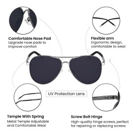 Royal Son Classic Aviator/Pilot Polarized Sunglasses For Men Women UV400 Protection - Black