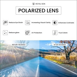 Royal Son Classic Aviator/Pilot Polarized Sunglasses For Men Women UV400 Protection - Black